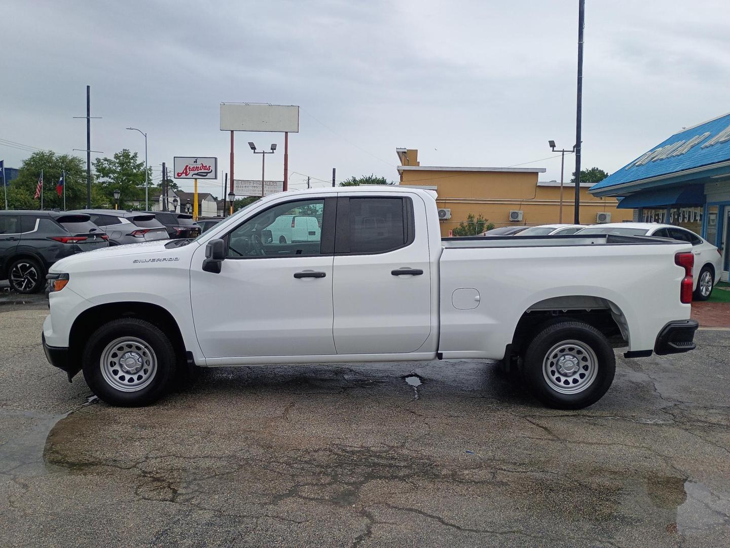 2023 White Chevrolet Silverado 1500 Work Truck Double Cab 2WD (1GCRAAED9PZ) with an 5.3L V8 OHV 16V engine, 6A transmission, located at 1842 Wirt Road, Houston, TX, 77055, (713) 973-3903, 29.805330, -95.484787 - Photo#1