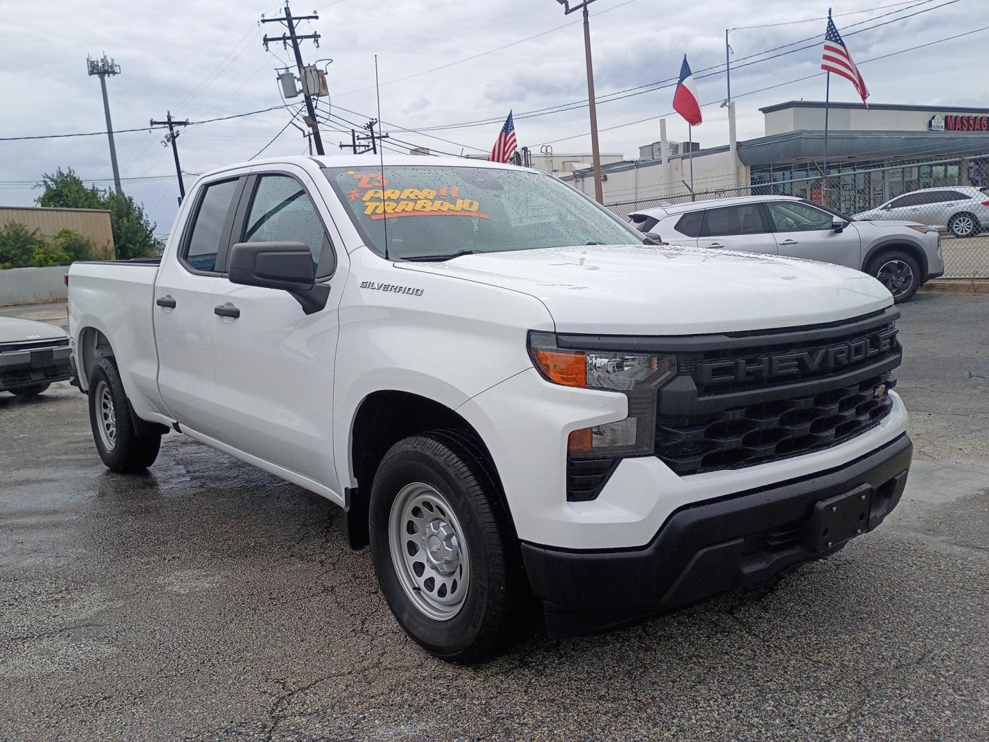 2023 White Chevrolet Silverado 1500 Work Truck Double Cab 2WD (1GCRAAED9PZ) with an 5.3L V8 OHV 16V engine, 6A transmission, located at 1842 Wirt Road, Houston, TX, 77055, (713) 973-3903, 29.805330, -95.484787 - Photo#6