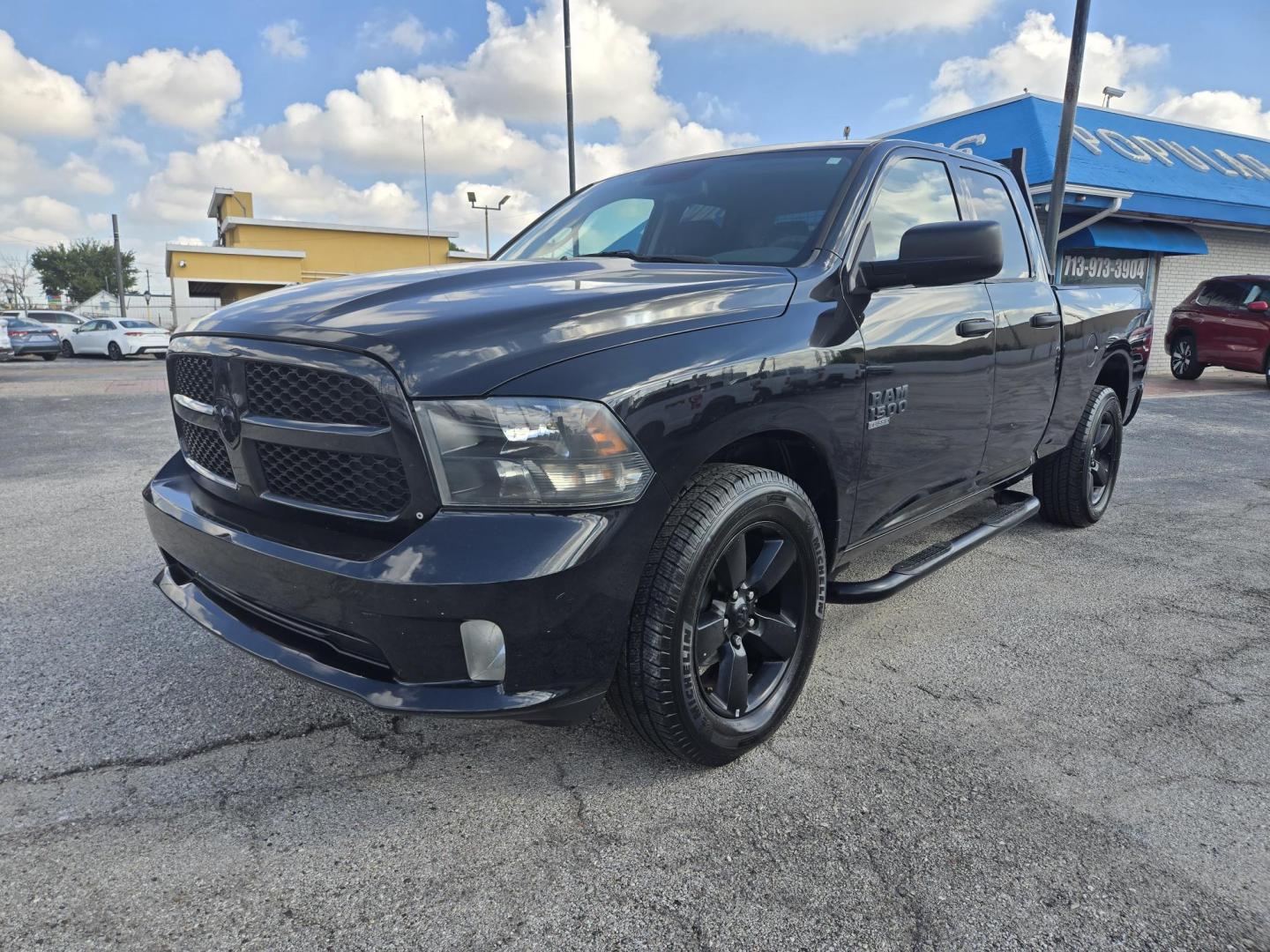 2019 Black /Black RAM 1500 Tradesman Quad Cab 4WD (1C6RR7FG5KS) with an 3.6L V6 DOHC 24V FFV engine, 8A transmission, located at 1842 Wirt Road, Houston, TX, 77055, (713) 973-3903, 29.805330, -95.484787 - Photo#0