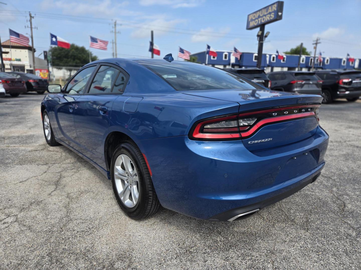 2023 BLUE Dodge Charger SXT (2C3CDXBG0PH) with an 3.6L V6 DOHC 24V engine, 8A transmission, located at 1842 Wirt Road, Houston, TX, 77055, (713) 973-3903, 29.805330, -95.484787 - Photo#2