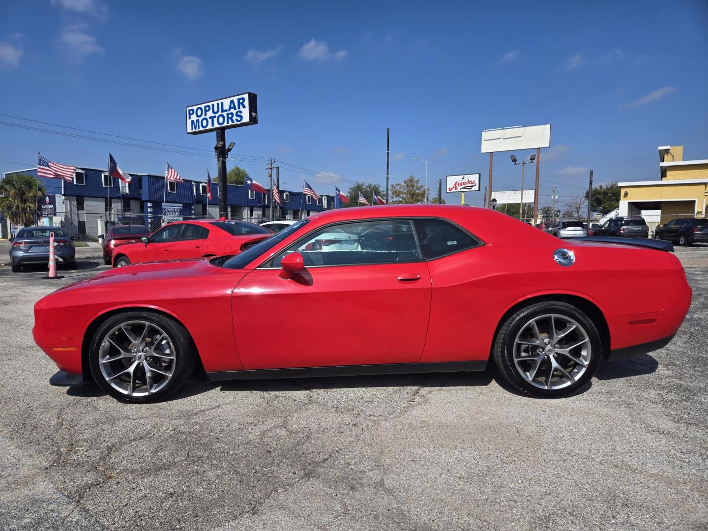 2023 Red /Black Dodge Challenger GT (2C3CDZJG3PH) with an 3.6L V6 DOHC 24V engine, 8A transmission, located at 1842 Wirt Road, Houston, TX, 77055, (713) 973-3903, 29.805330, -95.484787 - Photo#1